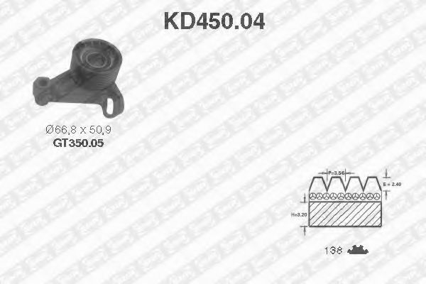 комплект ангренажен ремък KD450.04
