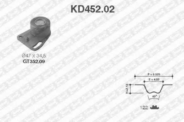 комплект ангренажен ремък KD452.02