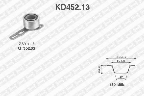 комплект ангренажен ремък KD452.13
