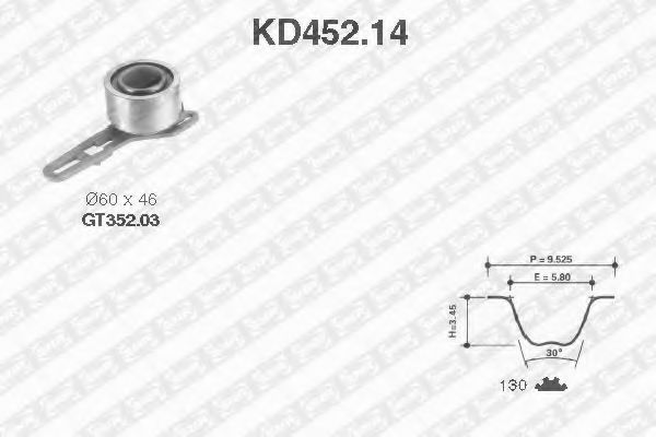 комплект ангренажен ремък KD452.14