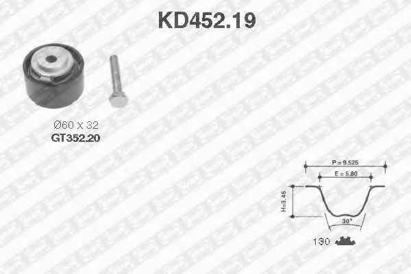 комплект ангренажен ремък KD452.19