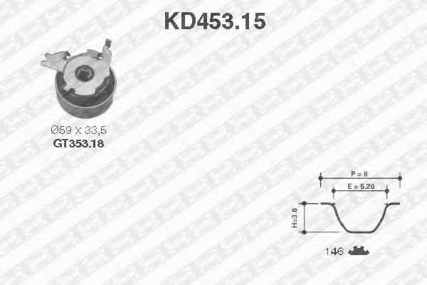 комплект ангренажен ремък KD453.15