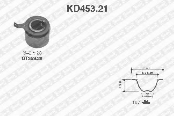 комплект ангренажен ремък KD453.21