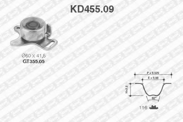комплект ангренажен ремък KD455.09