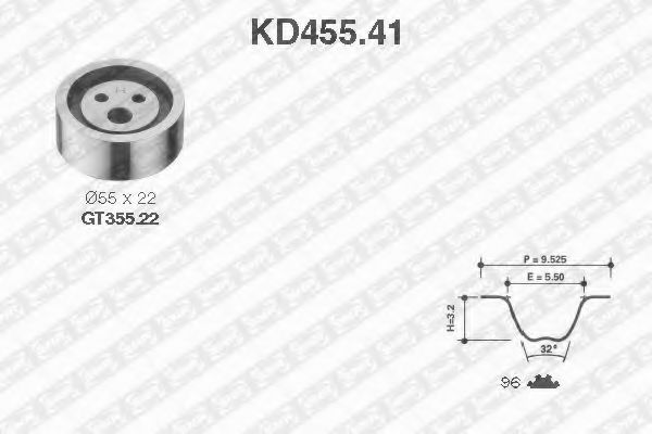 комплект ангренажен ремък KD455.41