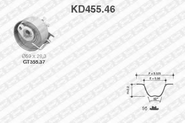 комплект ангренажен ремък KD455.46