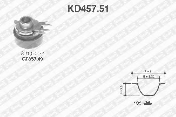 комплект ангренажен ремък KD457.51