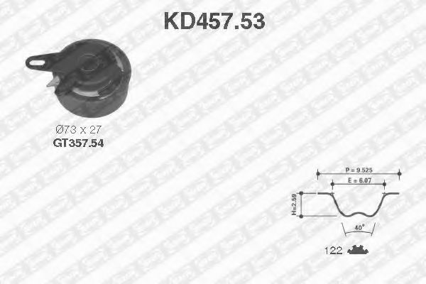 комплект ангренажен ремък KD457.53