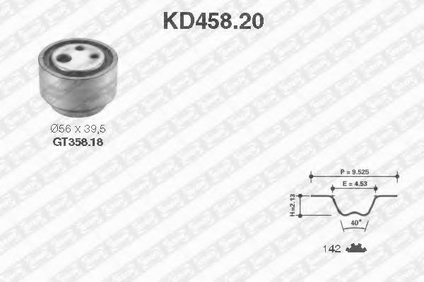 комплект ангренажен ремък KD458.20