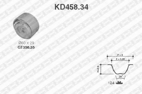 комплект ангренажен ремък KD458.34