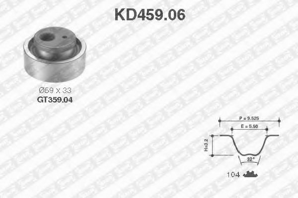 комплект ангренажен ремък KD459.06