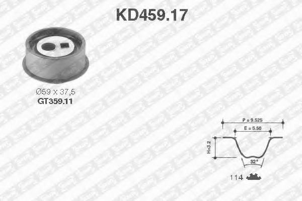 комплект ангренажен ремък KD459.17