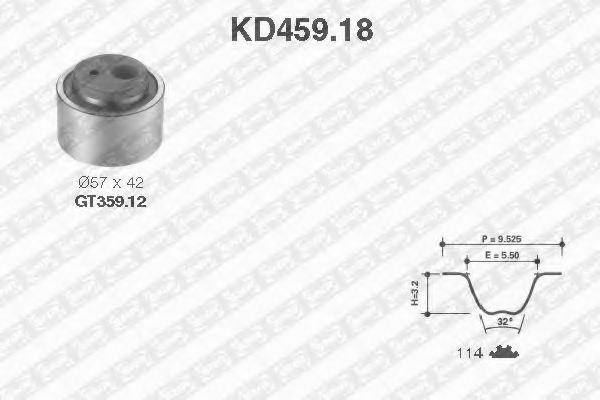 комплект ангренажен ремък KD459.18