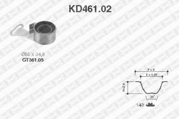 комплект ангренажен ремък KD461.02