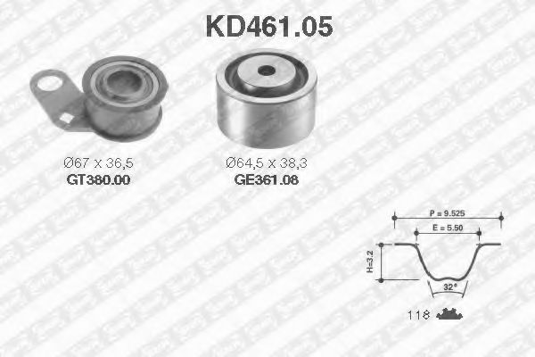 комплект ангренажен ремък KD461.05