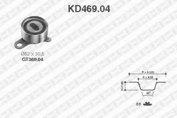 комплект ангренажен ремък KD469.04