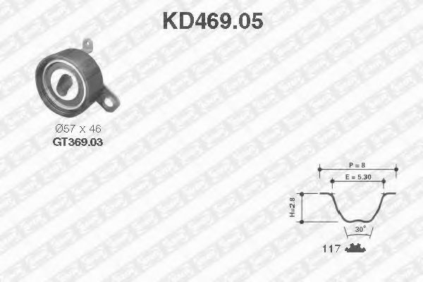 комплект ангренажен ремък KD469.05