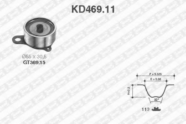 комплект ангренажен ремък KD469.11