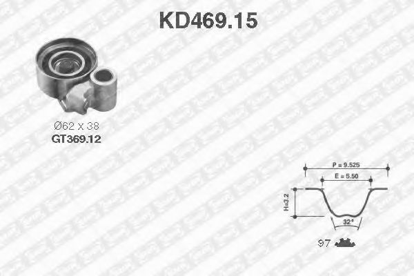 комплект ангренажен ремък KD469.15