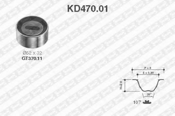комплект ангренажен ремък KD470.01