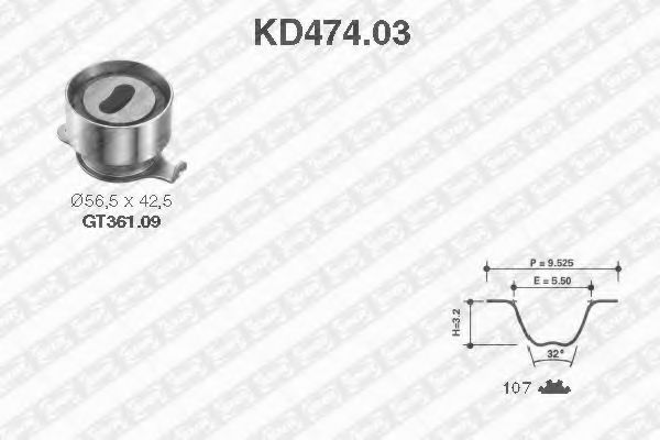 комплект ангренажен ремък KD474.03