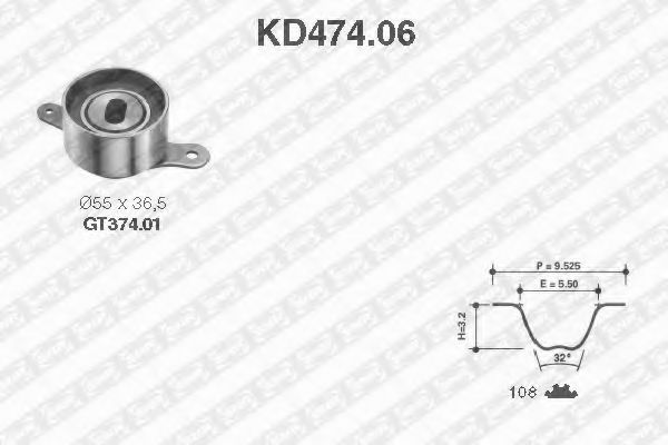 комплект ангренажен ремък KD474.06