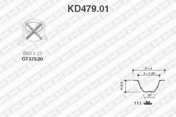 комплект ангренажен ремък KD479.01