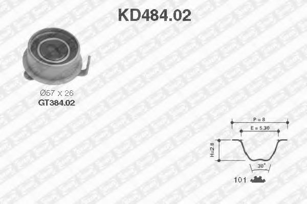 комплект ангренажен ремък KD484.02