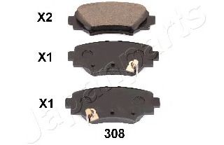 комплект спирачно феродо, дискови спирачки PP-308AF