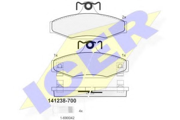 комплект спирачно феродо, дискови спирачки 141238-700