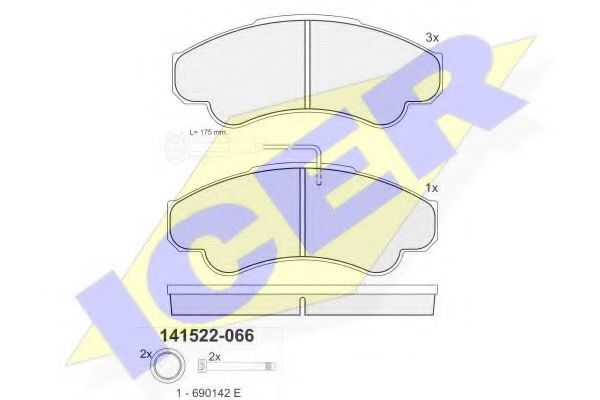 комплект спирачно феродо, дискови спирачки 141522-066