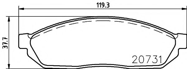 комплект спирачно феродо, дискови спирачки 8DB 355 007-281