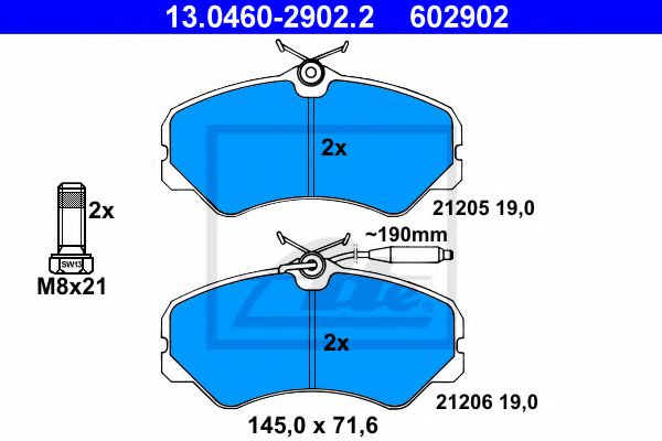 комплект спирачно феродо, дискови спирачки 13.0460-2902.2