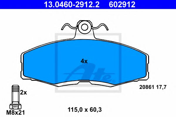 комплект спирачно феродо, дискови спирачки 13.0460-2912.2