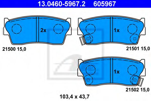 комплект спирачно феродо, дискови спирачки 13.0460-5967.2