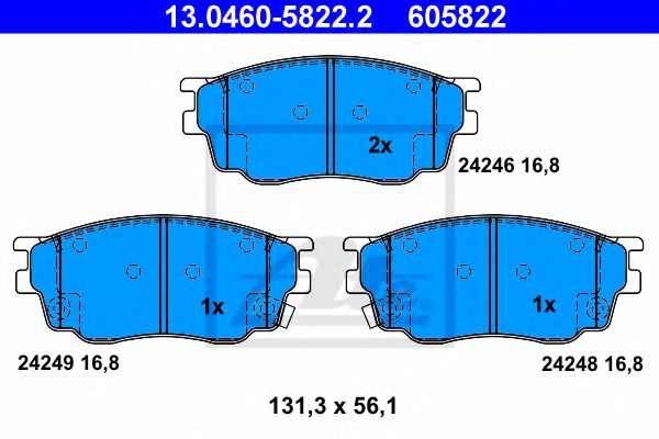 комплект спирачно феродо, дискови спирачки 13.0460-5822.2