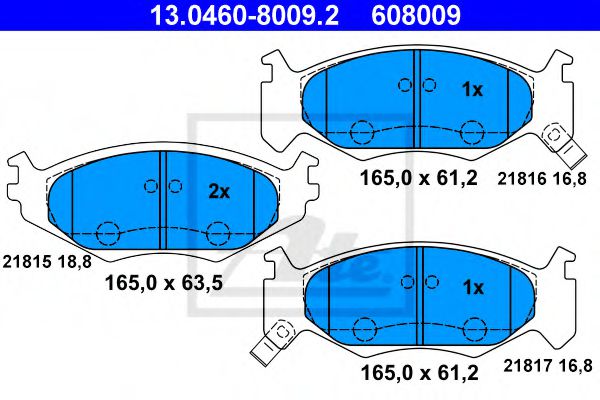 комплект спирачно феродо, дискови спирачки 13.0460-8009.2