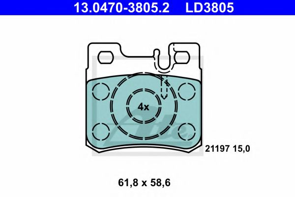 комплект спирачно феродо, дискови спирачки 13.0470-3805.2