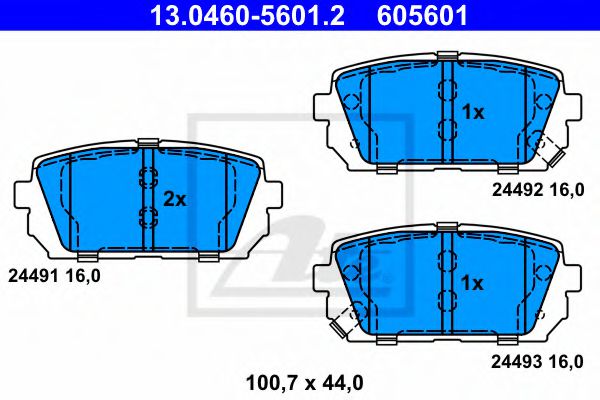комплект спирачно феродо, дискови спирачки 13.0460-5601.2