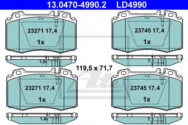комплект спирачно феродо, дискови спирачки 13.0470-4990.2
