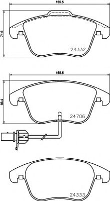 комплект спирачно феродо, дискови спирачки 8DB 355 013-861