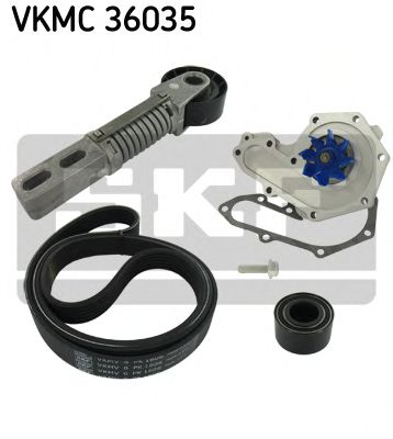 водна помпа + комплект пистови ремъци клиновидно оребряване VKMC 36035