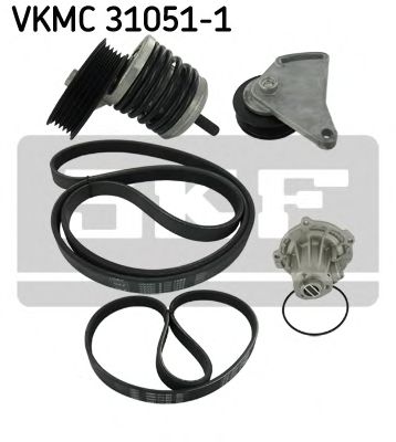 водна помпа + комплект пистови ремъци клиновидно оребряване VKMC 31051-1